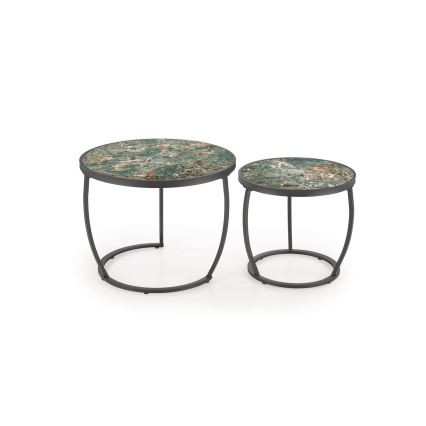 Lot de 2 tables basses AURORO vert/anthracite