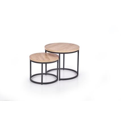Lot de 2 tables basses JENO chêne/noir