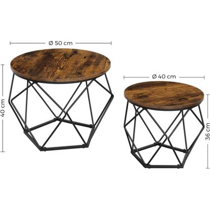 Lot de 2 tables basses TALIA marron/noir