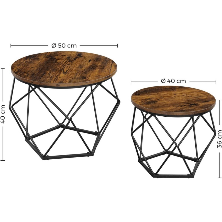 Lot de 2 tables basses TALIA marron/noir