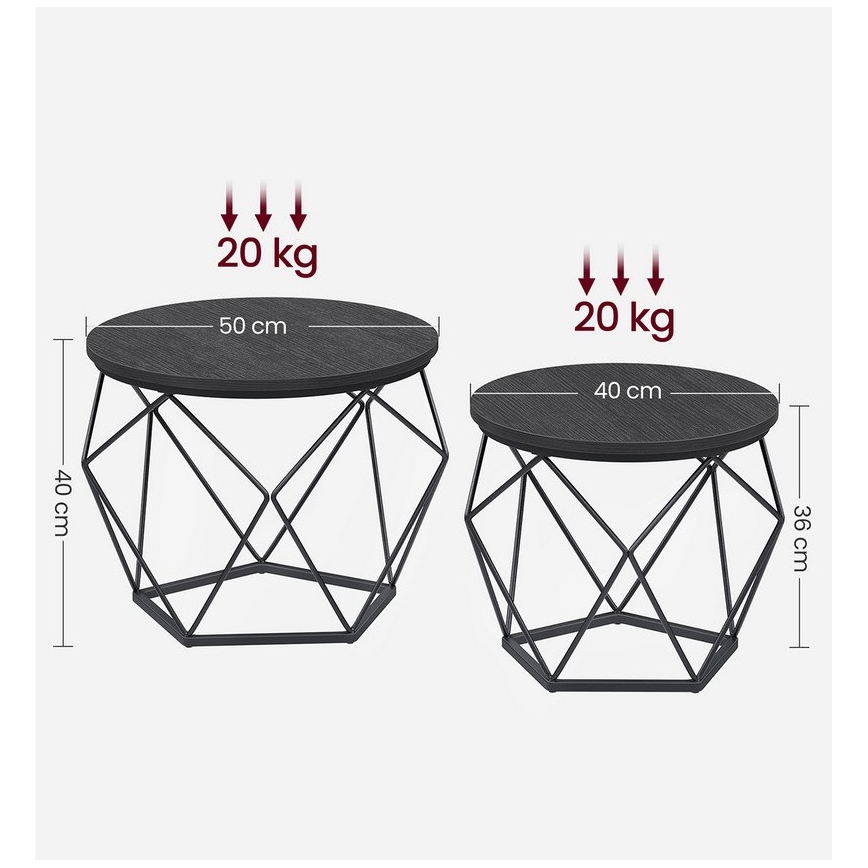 Lot de 2 tables basses TALIA noires