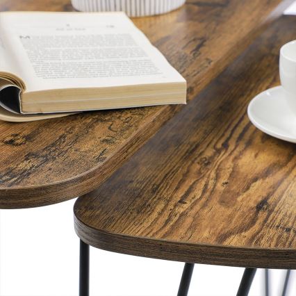 Lot de 2 tables d'appoint ELDUR marron/noir