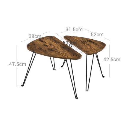 Lot de 2 tables d'appoint ELDUR marron/noir