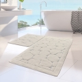 Lot de 2 tapis de salle de bains LINO 60/100 cm couleur crème