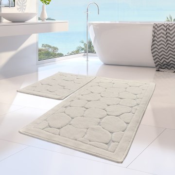 Lot de 2 tapis de salle de bains LINO 60/100 cm couleur crème