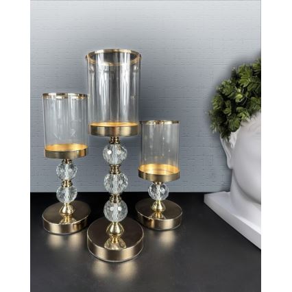 Lot de 3 bougeoirs dorés