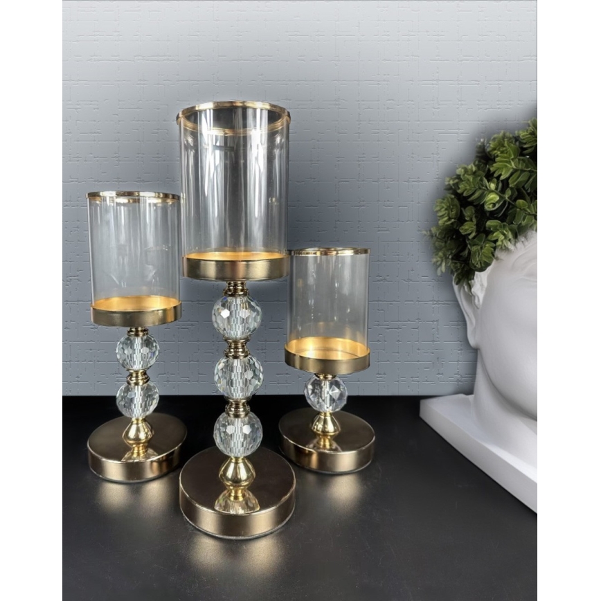 Lot de 3 bougeoirs dorés