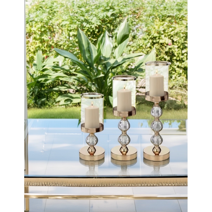 Lot de 3 bougeoirs dorés