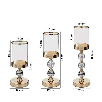 Lot de 3 bougeoirs dorés