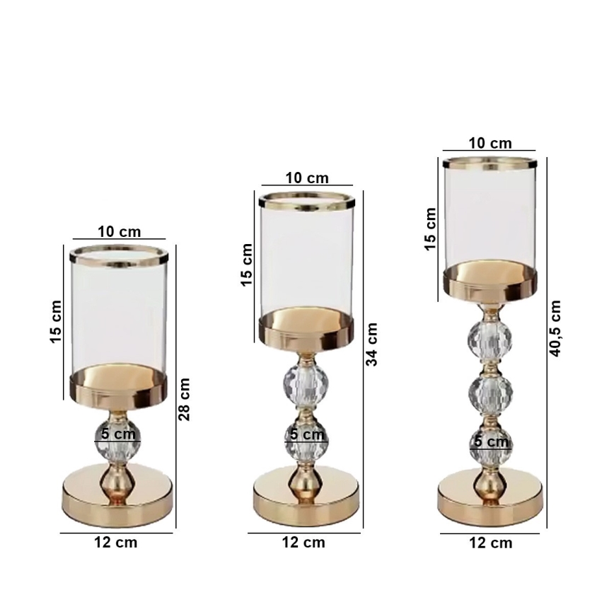 Lot de 3 bougeoirs dorés
