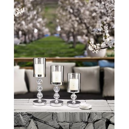 Lot de 3 bougeoirs en chrome brillant