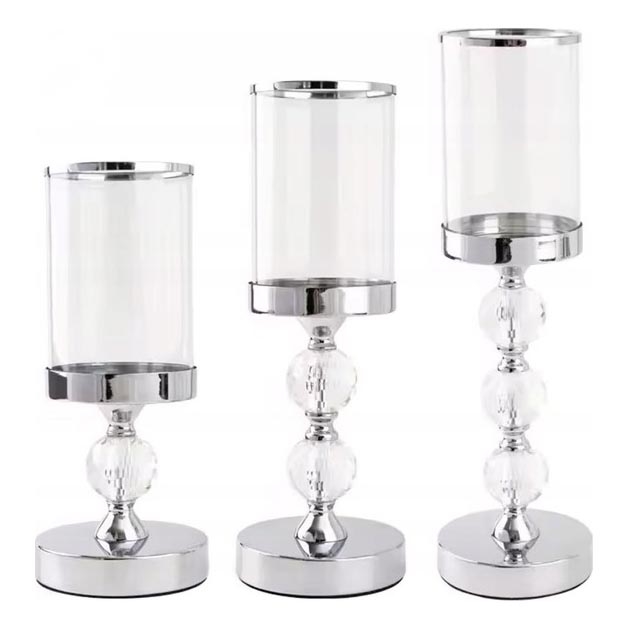 Lot de 3 bougeoirs en chrome brillant