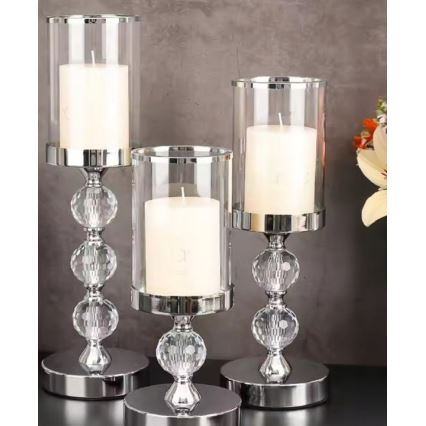 Lot de 3 bougeoirs en chrome brillant