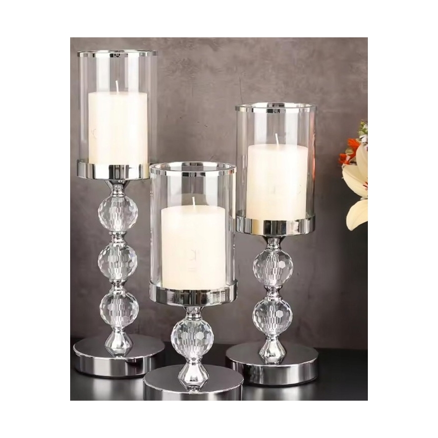 Lot de 3 bougeoirs en chrome brillant