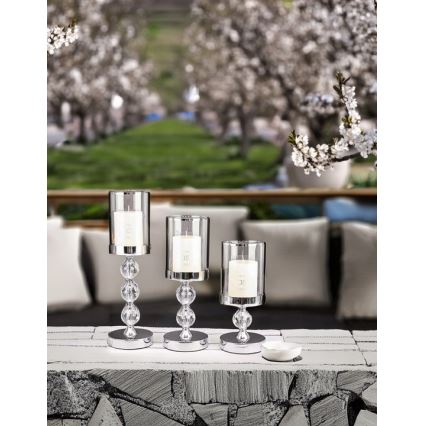 Lot de 3 bougeoirs en chrome brillant