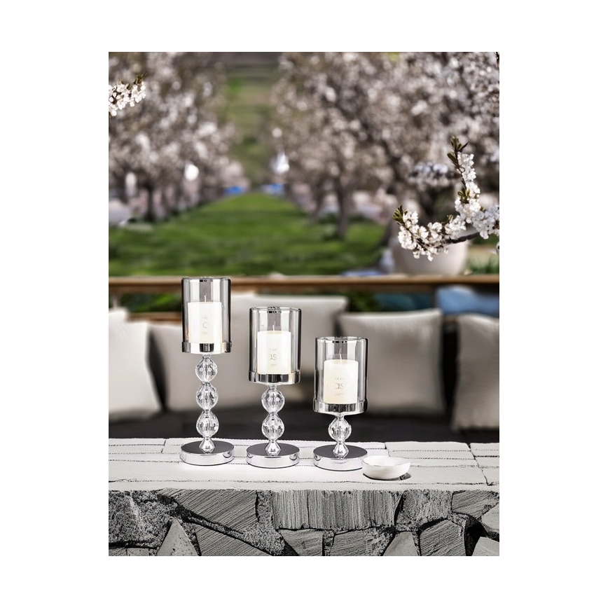 Lot de 3 bougeoirs en chrome brillant