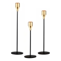 Lot de 3 bougeoirs noir et doré