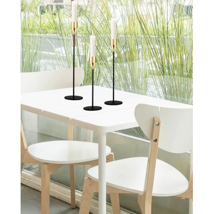 Lot de 3 bougeoirs noir et doré