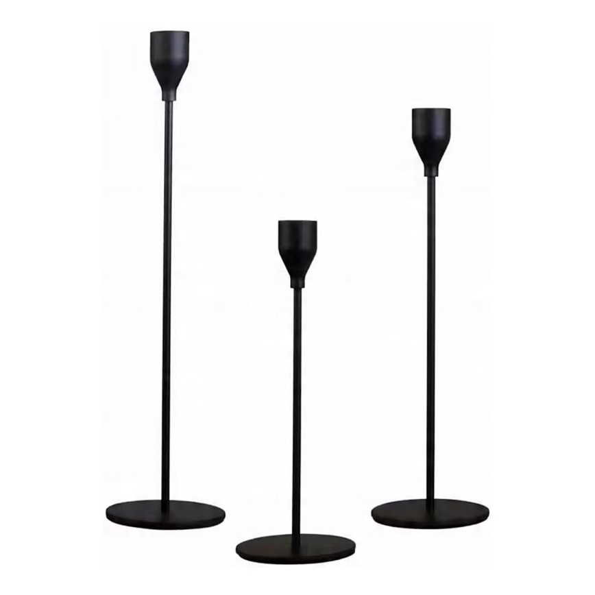 Lot de 3 bougeoirs noirs