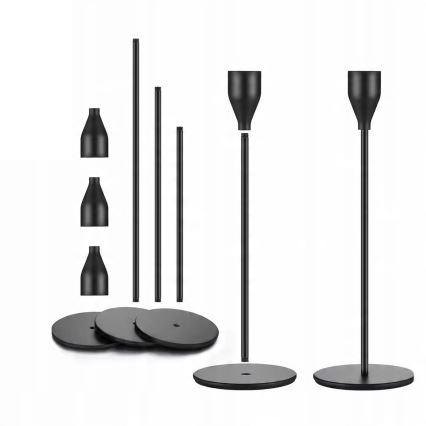 Lot de 3 bougeoirs noirs