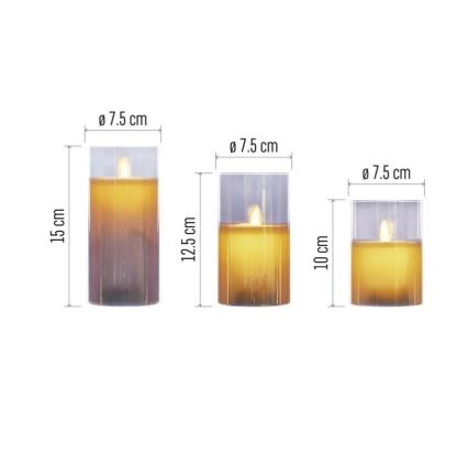 Lot de 3 bougies LED / 6xAA