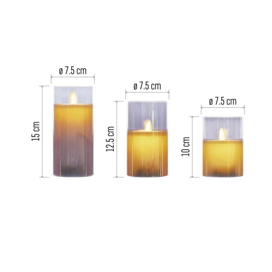 Lot de 3 bougies LED / 6xAA