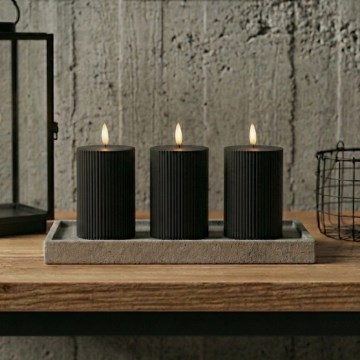 Lot de 3 bougies LED BRILLO, 12,5 cm, noires, avec télécommande, alimentation 2xAA