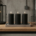 Lot de 3 bougies LED BRILLO, 15 cm, noir, alimentées par 2 piles AA, télécommande