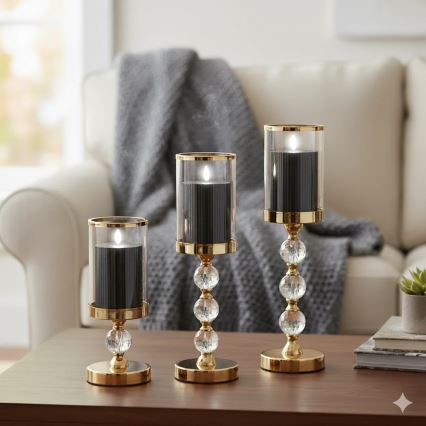 Lot de 3 bougies LED BRILLO (2x piles AA) noires avec télécommande