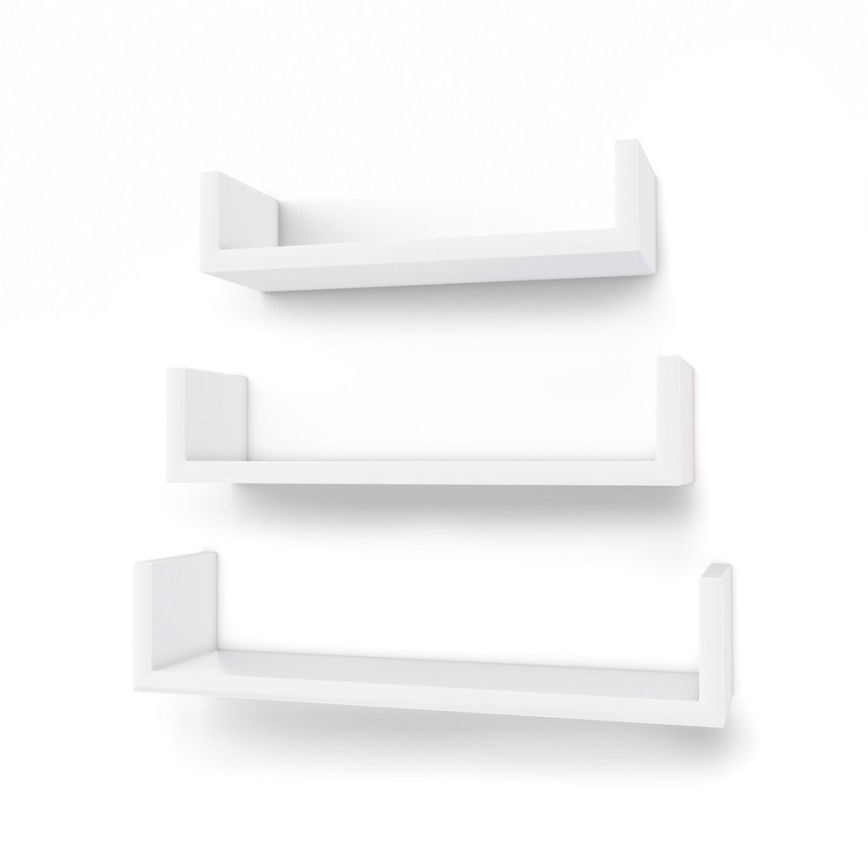 Lot de 3 étagères murales SHELFY blanches