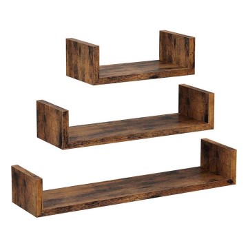 Lot de 3 étagères murales SHELFY marron
