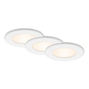 Lot de 3 spots encastrés LED pour salle de bains — 6W, 230V, 3000K, IP44, blanc
