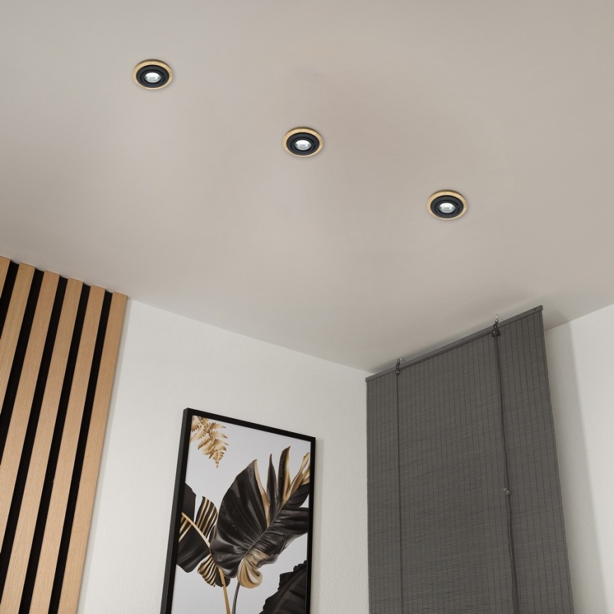 Lot de 3 spots encastrés TOBBY 1x GU10 / 20W / 230V Ø 11,5 cm chêne/noir