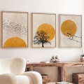 Lot de 3 tableaux encadrés 50x70 cm beige/orange