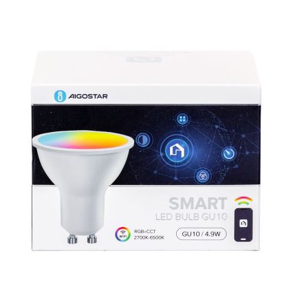 Lot de 4 ampoules LED RGBW connectées GU10/4,9W/230V 2700-6500K - Aigostar