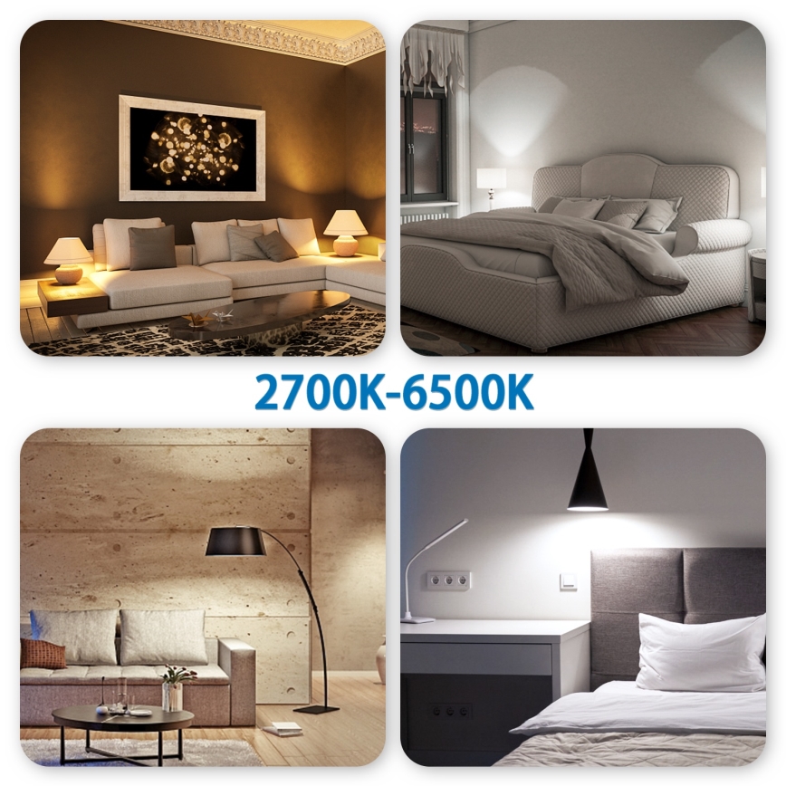 Lot de 4 ampoules LED RGBW dimmables Smart GU10, 4,9 W, 230 V, 2700–6500 K - Aigostar
