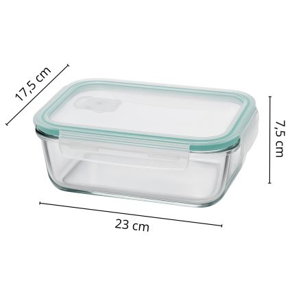 Lot de 4 boîtes de conservation pour aliments, transparentes / menthe