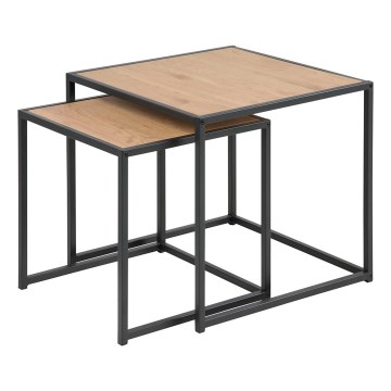 Lot de tables basses SARON 2 pcs chêne/noir