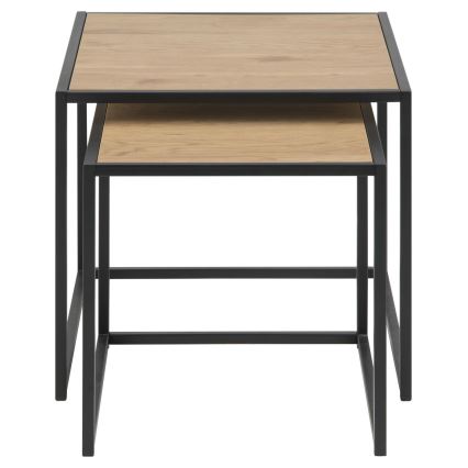 Lot de tables basses SARON 2 pcs chêne/noir