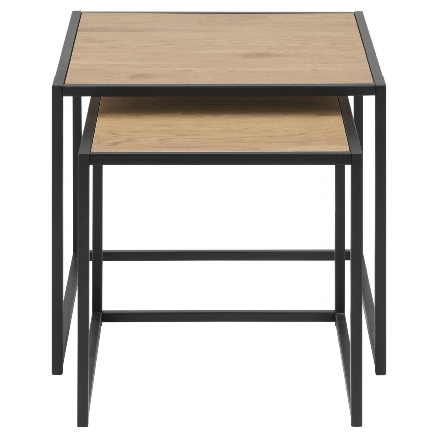 Lot de tables basses SARON 2 pcs chêne/noir