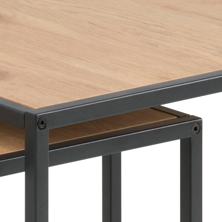 Lot de tables basses SARON 2 pcs chêne/noir