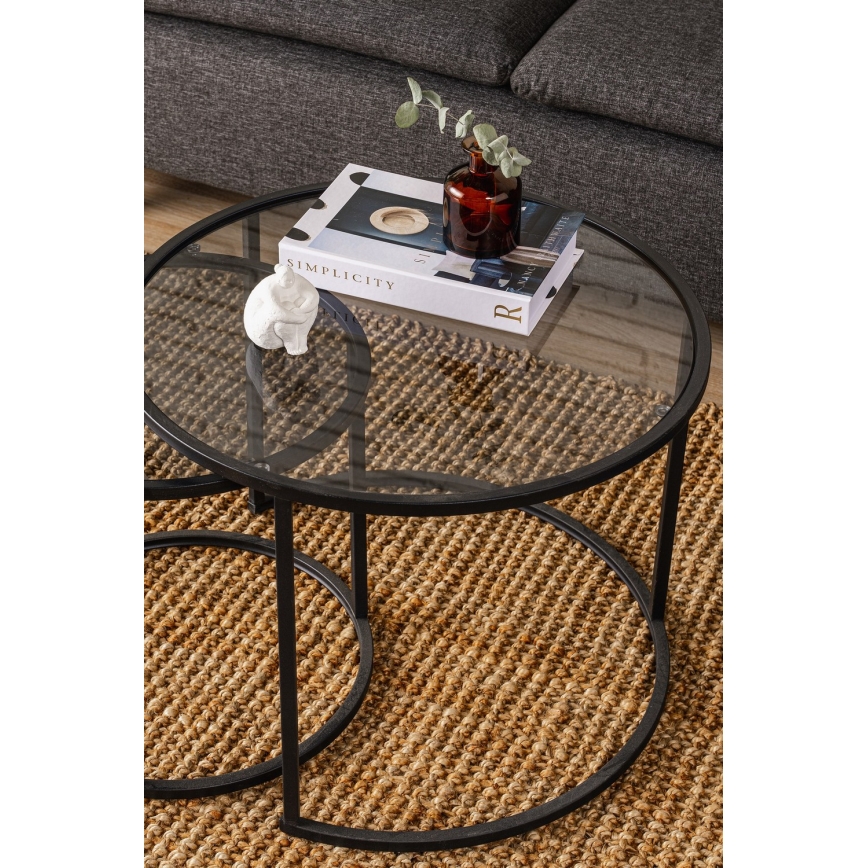 LOT x2 Table basse TOKYO d. 42/60 cm noir