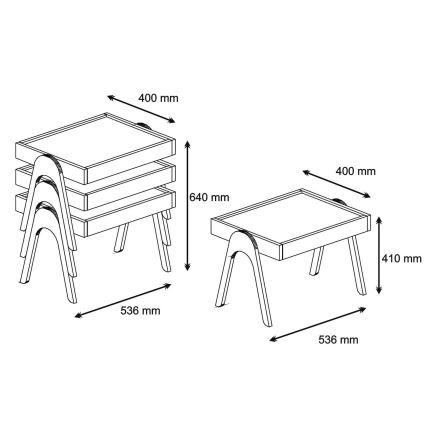 LOT x3 table d'appoint ROMA blanche/marron