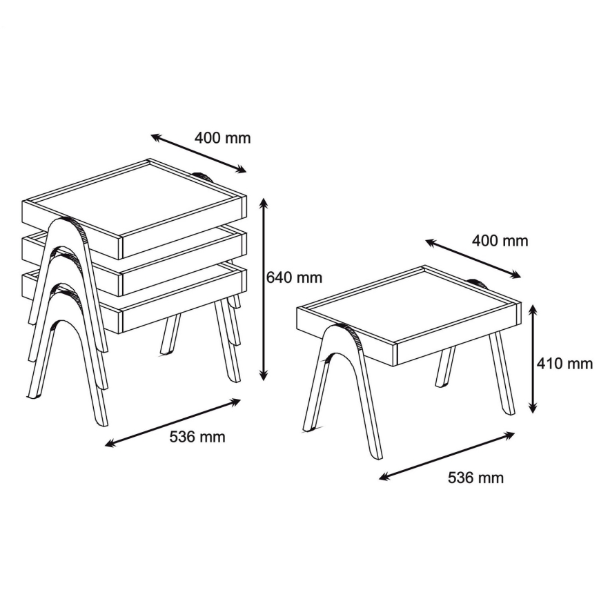 LOT x3 table d'appoint ROMA blanche/marron