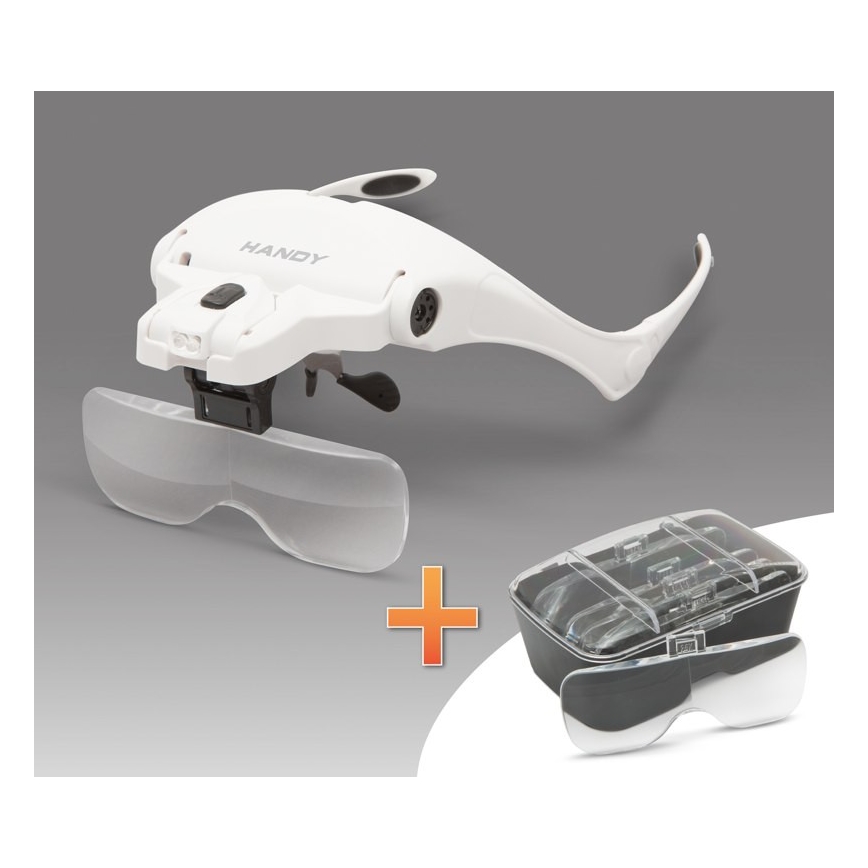 Loupe frontale LED avec éclairage 3xAAA + lot de lentilles