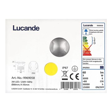 Lucande - LED Lampada da incasso per esterni HELENE LED/3W/230V IP67