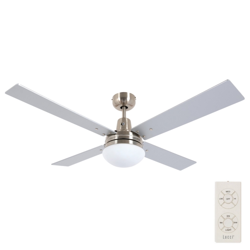 Lucci Air 210334 - Ventilatore da soffitto AIRFUSION QUEST 1xE27/60W/230V legno/cromo opaco + telecomando