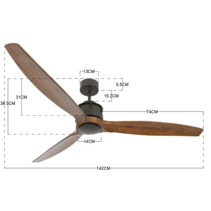 Lucci air 210507 - Ventilateur de plafond AIRFUSION AKMANI paulownia/noir + Télécommande