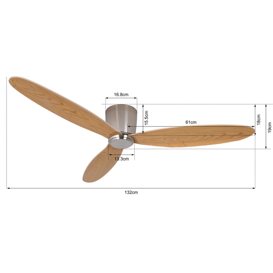Lucci air 210519 - Deckenventilator AIRFUSION RADAR glänzendes Chrom/Holz + Fernbedienung