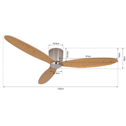 Lucci air 210519 - Deckenventilator AIRFUSION RADAR glänzendes Chrom/Holz + Fernbedienung